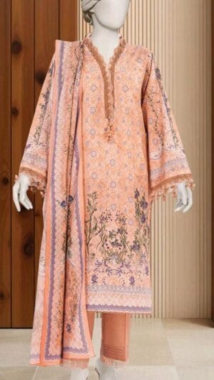 MTJ PRINTED LAWN 3PCS UNSTITCHED
