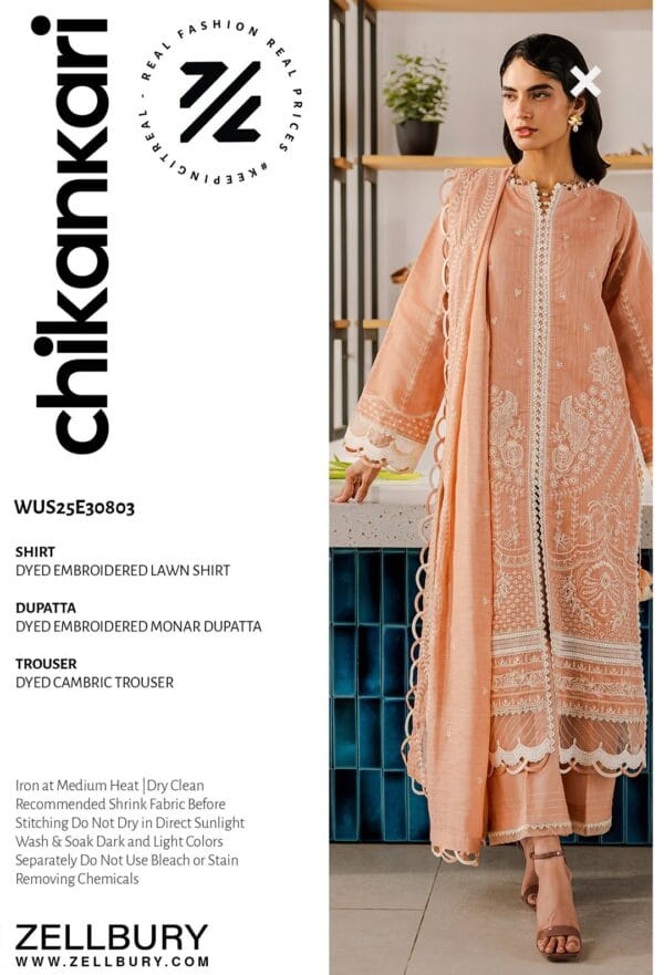 Zellbury Luxury Chikankari 3pc - Image 6