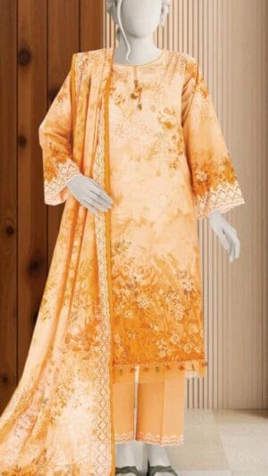 MTJ PRINTED LAWN 3PCS UNSTITCHED