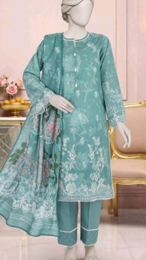 MTJ PRINTED LAWN 3PCS UNSTITCHED