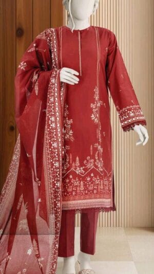MTJ PRINTED LAWN 3PCS UNSTITCHED