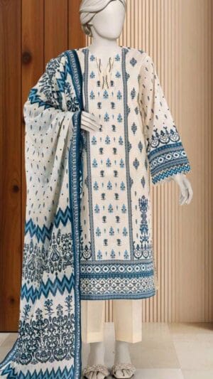 MTJ PRINTED LAWN 3PCS UNSTITCHED