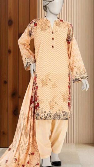 MTJ PRINTED LAWN 3PCS UNSTITCHED